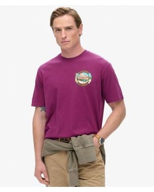 Superdry Travel Postcard Chest Print T-shirt - Purple