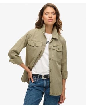 Superdry Ladies Classic Herringbone Military Overshirt - Natural