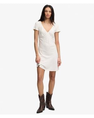 Superdry & Co Printed Sweetheart Short Sleeve Mini Dress - White