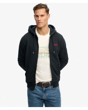 Superdry Essential Logo Half Brushed Zip Hoodie - Black