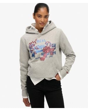 Superdry Tokyo Vintage Logo Relaxed Hoodie - Grey
