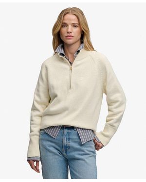 Superdry Classic Cotton Knit Half Zip Jumper - Natural