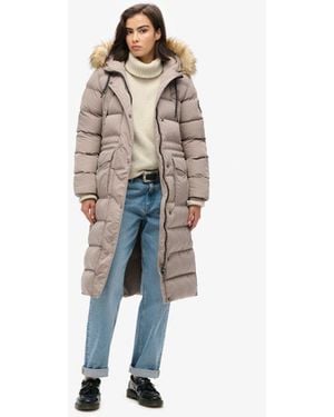 Superdry & Co Everest Faux Fur Long Coat - Blue