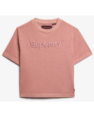Superdry & Co Embroidered Core Logo Boxy Loose T-shirt - Pink