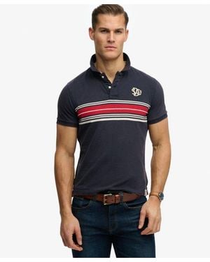 Superdry & Co Vintage Stripe Jersey Polo Shirt - Blue