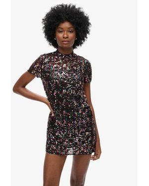 Superdry & Co Classic Sequin High Neck T-shirt Dress - Black