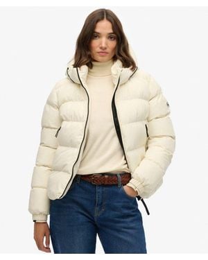 Superdry & Co Hooded Sports Puffer Jacket - Natural
