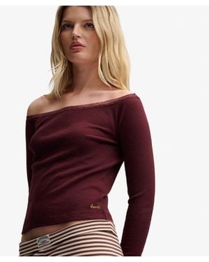 Superdry Athletic Essentials Kanten Longsleeve Top - Rood