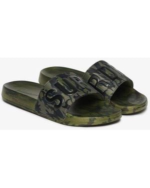 Superdry & Co Core Camo Pool Sliders - Green