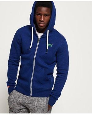 Superdry Label Zip Hoodie Utah Royal Grit - Blue
