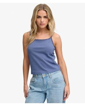 Superdry & Co Athletic Essentials Jersey Stripe Tank Top - Blue
