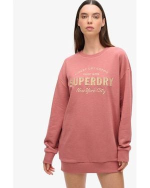 Superdry Luxe Metallic Logo Sweat Dress - Pink