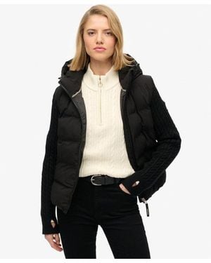 Superdry Cable Knit Sleeve Hybrid Jacket - Black