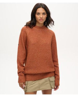 Superdry Oversized Knitted Chunky Raglan Jumper - Brown