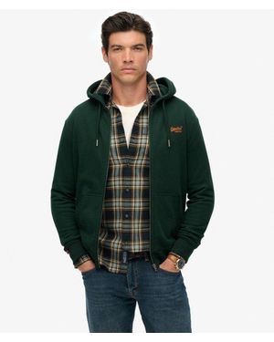 Superdry & Co Essential Logo Half Brushed Zip Hoodie - Green