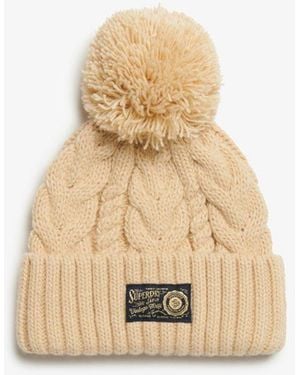 Superdry & Co Cable Knit Chunky Beanie Hat - Natural