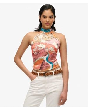 Superdry & Co Jacquard Halter Top - Pink