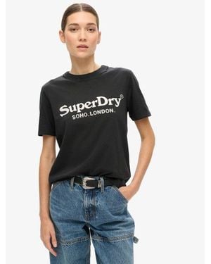 Superdry & Co Embellished Metallic Venue Crew Neck Relaxed Tee - Black