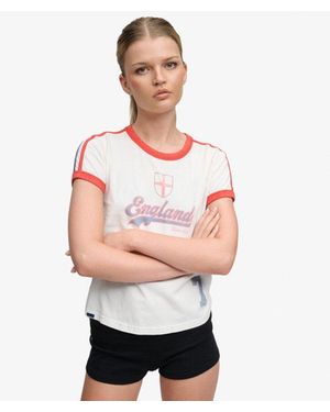 Superdry & Co Athletic Football Stripe T-shirt - White