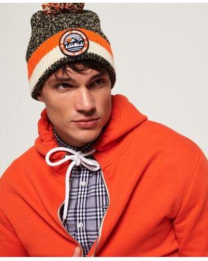 Superdry Ski Dog Beanie Tar Charcoal Twist/Off/Jaffa - Red