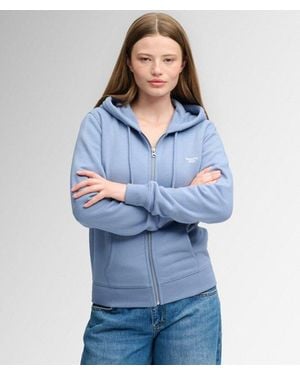 Superdry Signature Geborduurde Zip Hoodie - Blauw