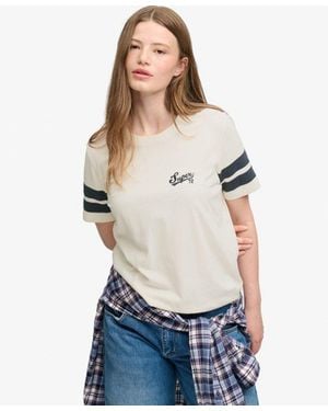 Superdry & Co Varsity Script Stripe T-shirt Relaxed Pasvorm - Wit