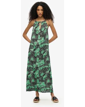 Superdry Floral Print Beach Cami Maxi Dress - Green