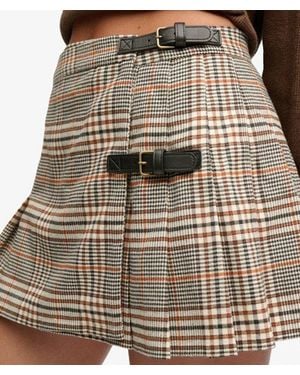 Superdry Athletic Essentials Geruite Rok Slanke Pasvorm - Naturel