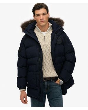 Superdry Homme Parka Longue Matelassée Everest Taille - Bleu