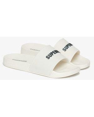 Superdry Logo Pool Sliders - White