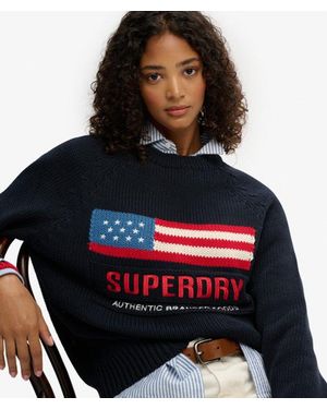 Superdry & Co Americana Crew Knit Sweater - Blue