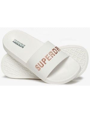 Superdry Vegan Logo Pool Sliders - Metallic