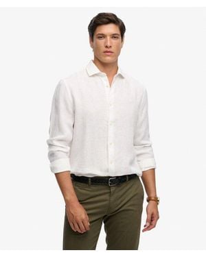 Superdry & Co Riviera Long Sleeve Linen Shirt - White