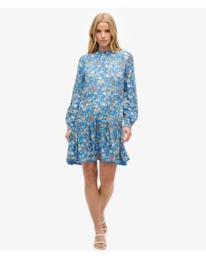 Superdry & Co High Neck Mini Dress - Blue