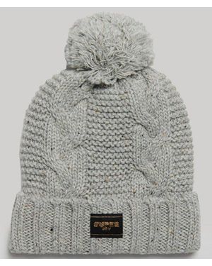 Superdry & Co Cable Knit Beanie Hat - Gray
