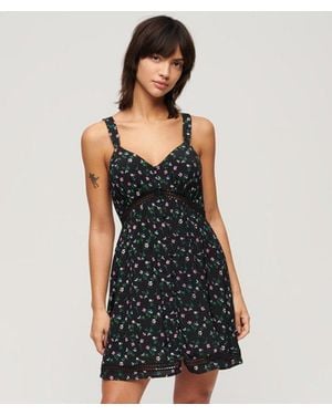 Superdry & Co Lace Trim V-neck Cami Dress - Black
