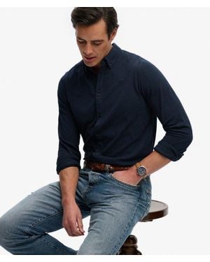 Superdry & Co Vintage Destroy Pique Long Sleeve Shirt - Blue