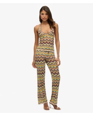 Superdry & Co Zigzag Knit Wide Trousers - Metallic
