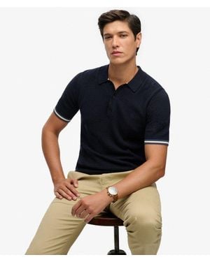 Superdry & Co Knitted Texture Short Sleeve Polo Shirt - Black