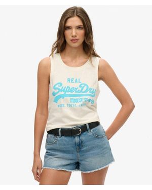 Superdry Vintage Logo Neon Scoop Neck Tank - Blue