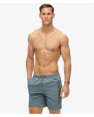 Superdry Premium Embroidered 17-inch Swim Shorts - Gray
