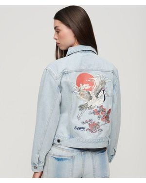 Superdry & Co Embroidered Denim Trucker Jacket - Grey