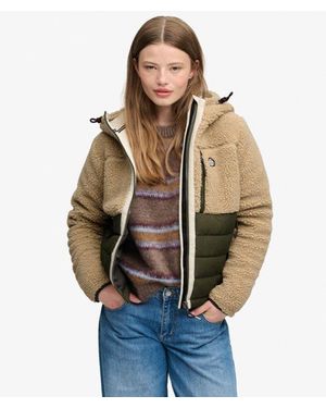 Superdry & Co Outdoor Borg Quilt Hybrid Jacket - Natural