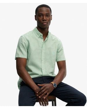 Superdry & Co Cotton Linen Short Sleeve Shirt - Green