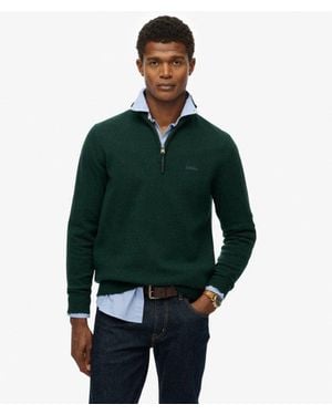 Superdry Homme Pull Mi-Zippé En Laine Mélangée Taille - Vert