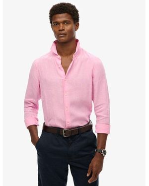 Superdry & Co Vacation Long Sleeved Linen Shirt - Pink