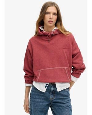 Superdry & Co Ladies Essential Logo Overdyed Hoodie - Red