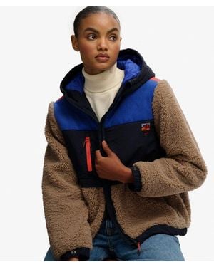 Superdry Hooded Fleece Jacket - Blue