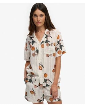 Superdry & Co Beach Printed Short Sleeve Shirt - Natural