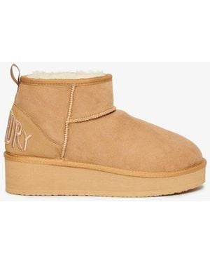 Superdry & Co Suede Sherpa Platform Boots - Natural